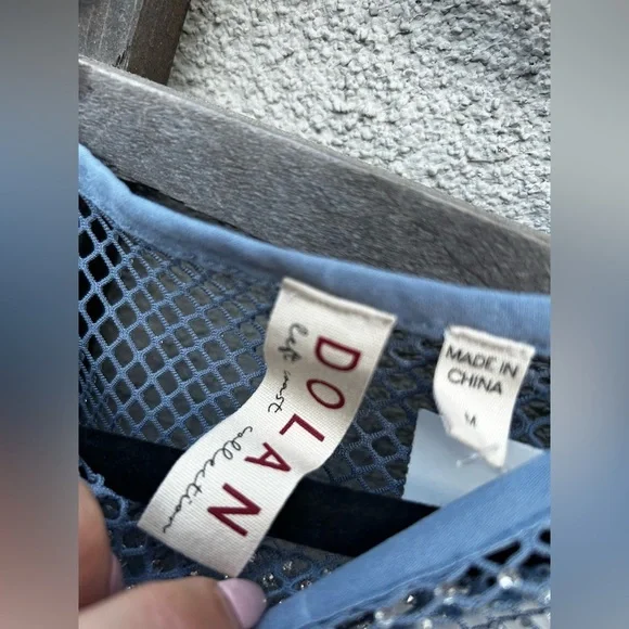 DOLAN LEFT COAST Long Sleeve Mesh Mockable Midi Slip Dress In Blue New with Tags - Picture 5 of 12